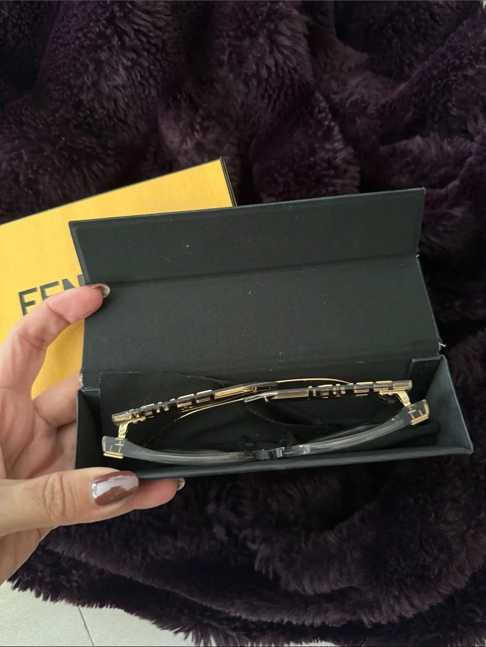 Fendi Fendigraphy FE50065I Optical frame transparent grey crystal w/ gold tones
